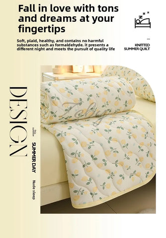 New Floral Print Spring Summer Quilt Soft Comfortable Quilted Quilts Single Double Blanket for Bed Comforter Knitted Thin Duvet