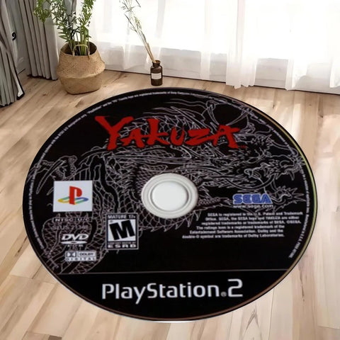 Retro P-S VHS Horror Game Round Rug for Living Room Sofa Decor Man's Cave Bedroom Bedside Area Rug Swivel Chair Floor Mat