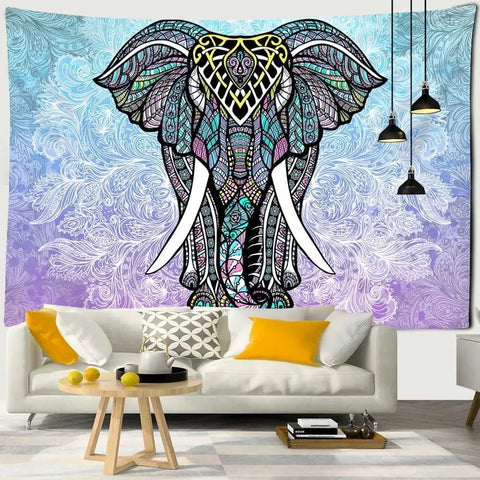 Elephant Tapestry Home Yoga Mat Decoration Mandala Psychedelic Polyester Tapestry Party Party Living Room Bedroom Decoration