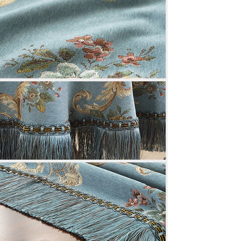 European Retro Dinning Tablecloth With Tassel Luxury Embroidery Table Cover Flower Elegant Table Cloth Decoration Living Room