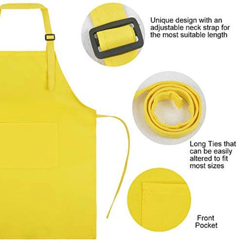 Children Kids Chef Costume Kitchen Mushroom Hat and Apron Set Solid Color Adjustable Bib with Pocket for Cooking Baking