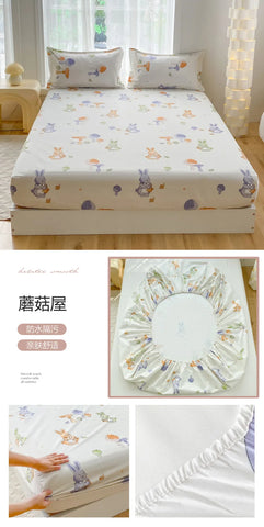 1pc Waterproof Fitted Bed Sheets Cartoon Style Single Bed Cover for Kids Queen/King sabanas cama matrimonial(without pillowcase)