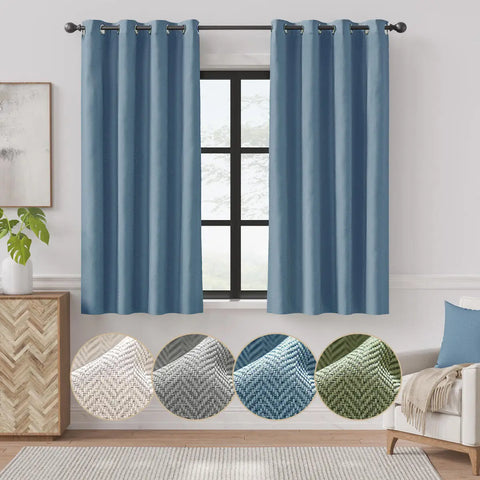 JINCHAN Room Darkening Curtains  Bedroom Herringbone Curtains 63 Inch Length For Living  Room Grommet Tops 2 Panels Window Drape