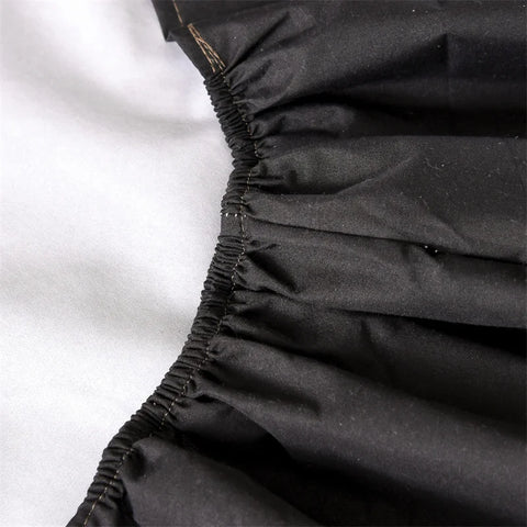 Waterproof Mattress Protector Cover Queen Size 14 inches Deep Pocket Polyester Bed Cover Solid Color Fitted Sheet (Black, Queen)