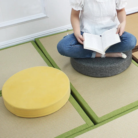 35Cm Seat Cushion High Resilience Round Chair Cushion Round Thick Cushion Dining Chair Washable Cover Anti-Slip Linen