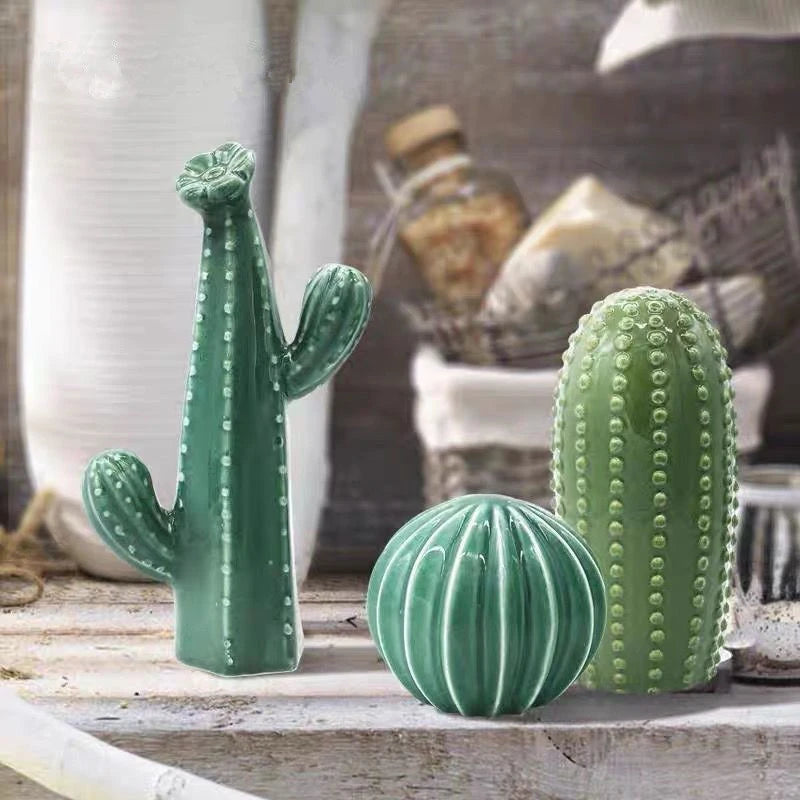 Nordic Ceramic Handicrafts Simulation Cactus Ornaments Art Decorative Home Furnishings Photography Props Green Room Decor