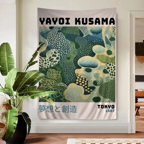 Abstract Yayoi Kusama Anime Tapestry Hanging Tarot Hippie Wall Rugs Dorm Home Decor
