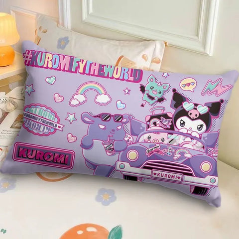 Sanrio Kuromi Pillowcase Cute Cartoon Kids Student Room Sleeping Pillowcase Sofa Cushion Cover Home Bedroom Room Decoration