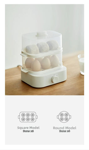 6 Egg Cooker Electric Fast Boiling Egg Maker Energy Saving Office Lunch Egg Steamer BPA-Free Plastic Compact For Kitchen/Dorm