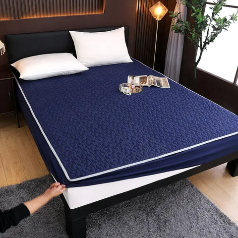 Waterproof Bed Cover Solid Color Fitted Bed Sheet With Elastic Band Anti-slip Adjustable Mattres Protector Fitted Sheet For Home