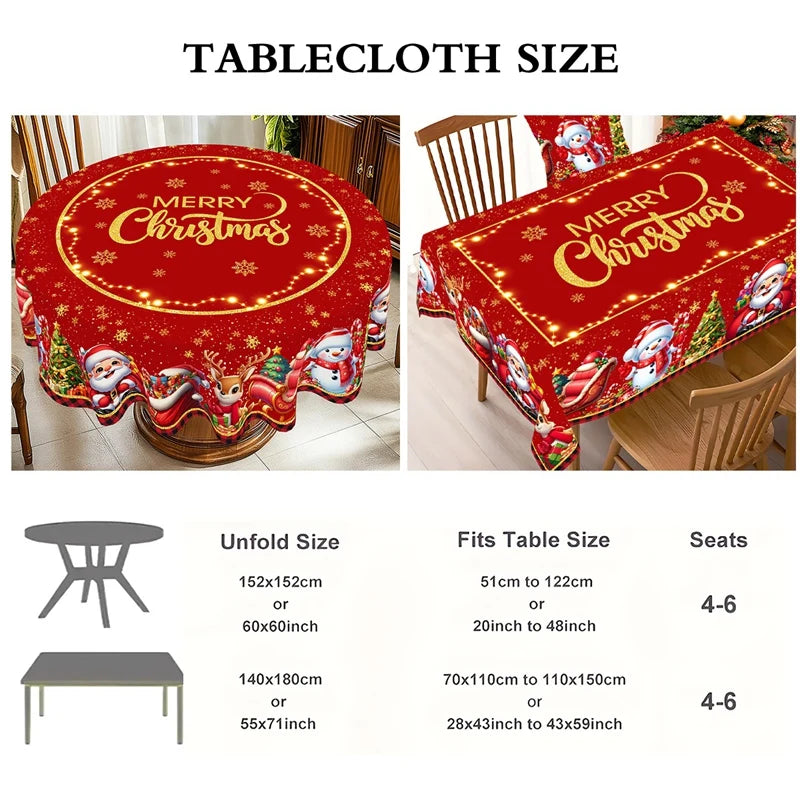 Christmas Tablecloth Christmas Decorations for Home 2025 Xmas Gifts Navidad New Year Winter Holiday Kitchen Dining Table Cover