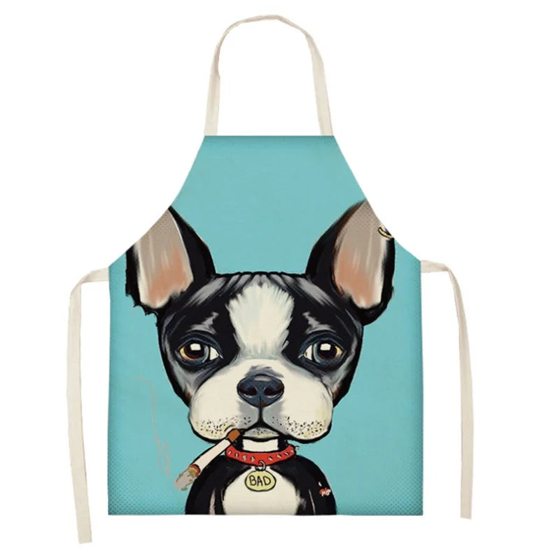 1Pcs Men Women Dog Printed Sleeveless Kitchen Hogar Pinafore Home Cleaning Tools 2 Size 68x55cm/47x38cm Aprons Tablier Cuisine