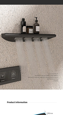 Luxury Brass Ceiling Mount Thermostatic LED digital display Shower Set System Bluetooth Music Rain Shower Head Bathroom Faucet