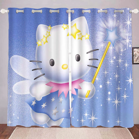 Hello Kitty Cartoon Curtains for Living Room Home Decor Blackout Bedroom Balcony Screen Dustproof Cute Gifts for Children