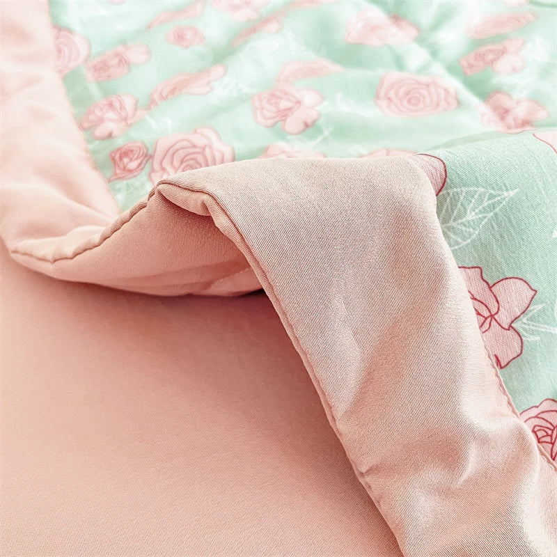 Floral Style Duvets for Summer Soft Comforter Breathable Bedspread 이불 Quilted Blanket Adults/Kids Thin Quilt (No Pillowcase)