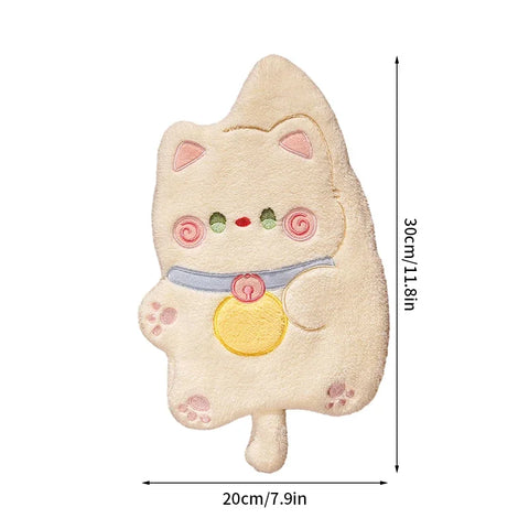 Cute Cat Hand Towel Double-thickness Hand Towel Quick-drying Absorbent Kitchen Cleaning Rag Bathroom Hanging Towels Home Supplie