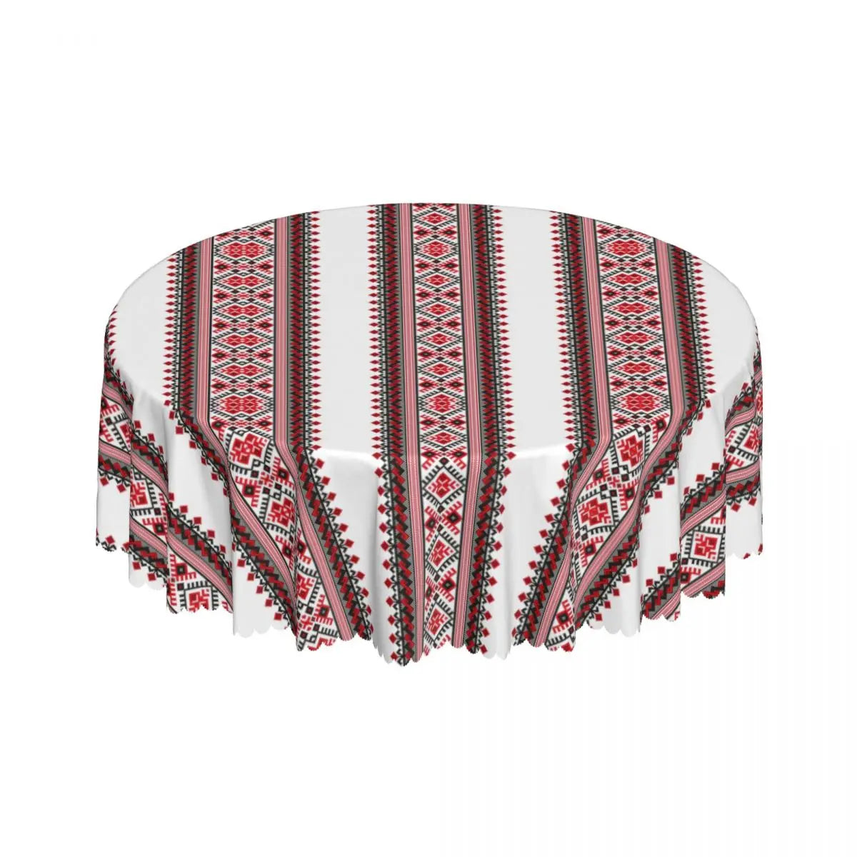 Ukraine Vyshyvanka Embroidery Tablecloth Round Oilproof Bohemian Geometric Table Cover Cloth for Kitchen 60 inches