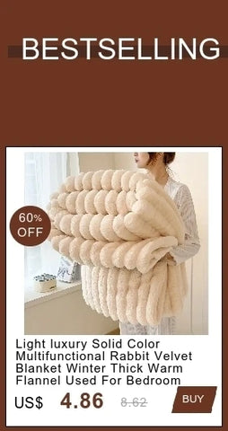 Light luxury Solid Color Multifunctional Rabbit Velvet Blanket Winter Thick Warm Flannel Used For Bedroom Living Room Blanket