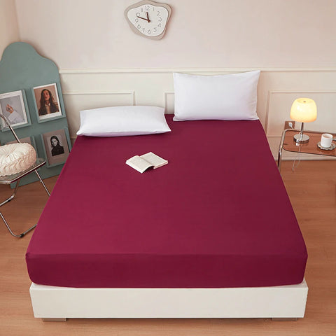 1 piece of solid color bed sheet for bedroom 100%Polyeste Elastic Band Around bedding Fitted Sheet Only (excluding pillowcases)