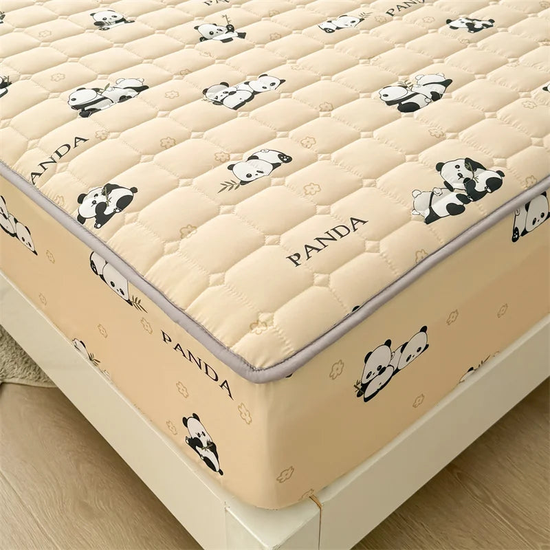 Adorable Quilted Washed Cotton Fitted Mattress Cover - Super Cute Girl's Design, Hypoallergenic