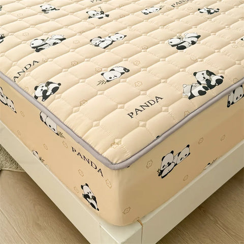 Adorable Quilted Washed Cotton Fitted Mattress Cover - Super Cute Girl's Design, Hypoallergenic