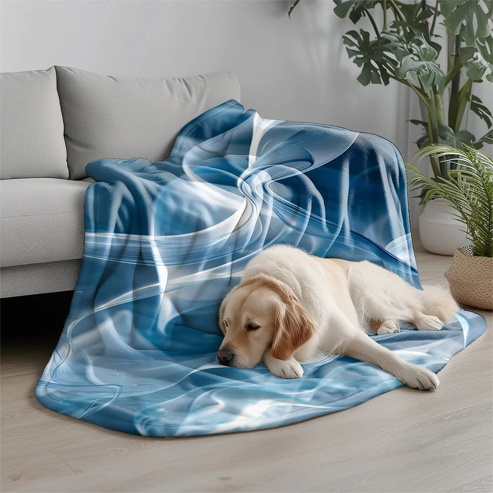 Abstract Blue Blanket Microfiber Flannel Cover Blanket Bedroom Living Room Sofa Soft And Comfortable Home Decoration