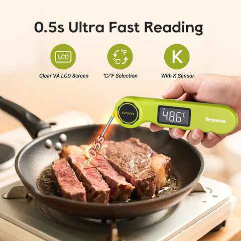 Tempwise RHT-21K Instant Read Food Thermometer IP65 Waterproof Handheld Meat Thermometer Outdoor Indoor BBQ Thermometer