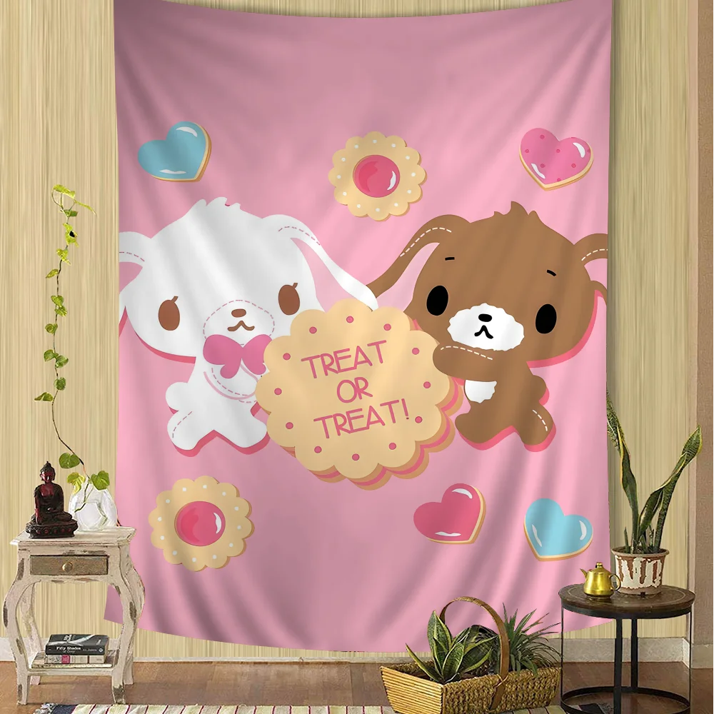 S_sugarbunnies Anime Kawaii Cartoon Tapestry Bohemian Wall Tapestries Mandala Wall Hanging Sheets