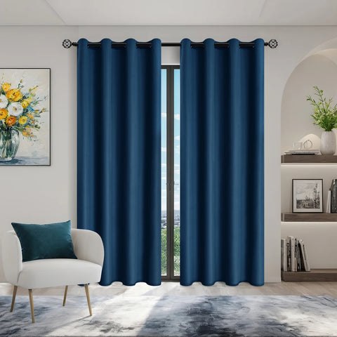 2pcs 100% Blackout Curtains, Thermal Insulated Window Drapes, Window Curtains for Bedroom Living Room, Home Decoration