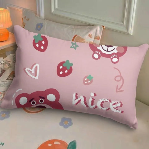Disney Toy Story Strawberry Bear Pillowcase Cute Cartoon Kids Student Room Sleeping Pillowcase Sand Home Bedroom Room Decoration