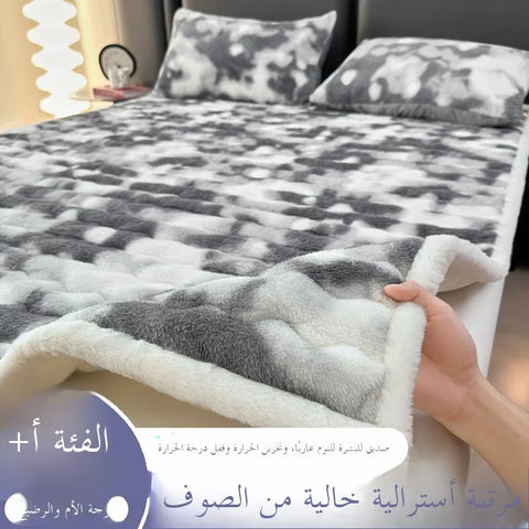 Thiened Rabbit Fur Warm Mattr Winter Home Use Milk Velvet Soft Pad Coral Velvet Bed Protector Tee Piece Set