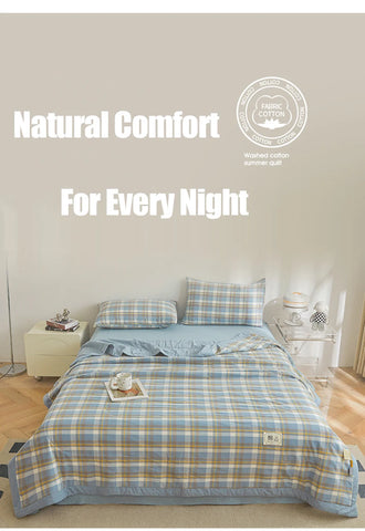 All cotton Air conditioning quilted quilt core summer washable comforter Simple Plaid soft duvet of single twin full queen size