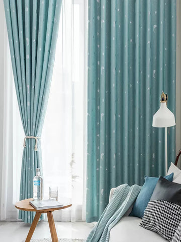 Children's Room Bedroom Star Shading Modern Minimalist Blue Curtains