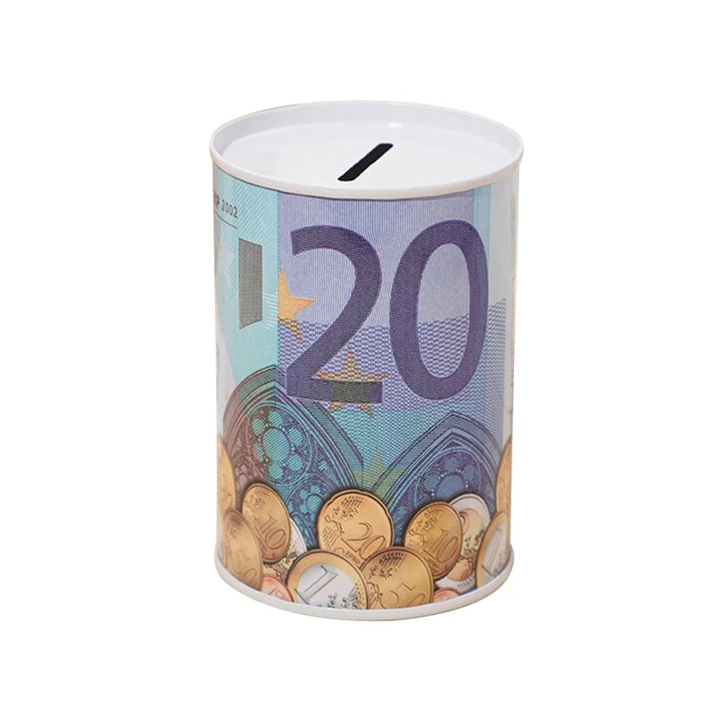 1PC European American Style Dollar Pattern Iron Piggy Bank Creative Coin Money Storage Jars Home Office Decoration Children Gift