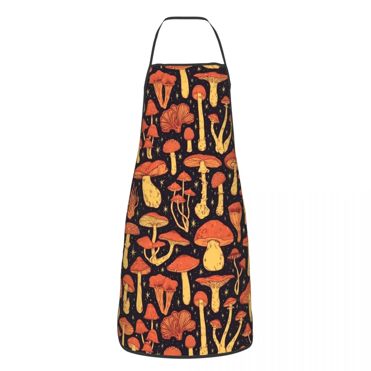 Unisex Vintage Night Mushrooms Apron Adult Women Men Chef Tablier Cuisine for Cooking Kitchen Botanical Forest Garden Painting