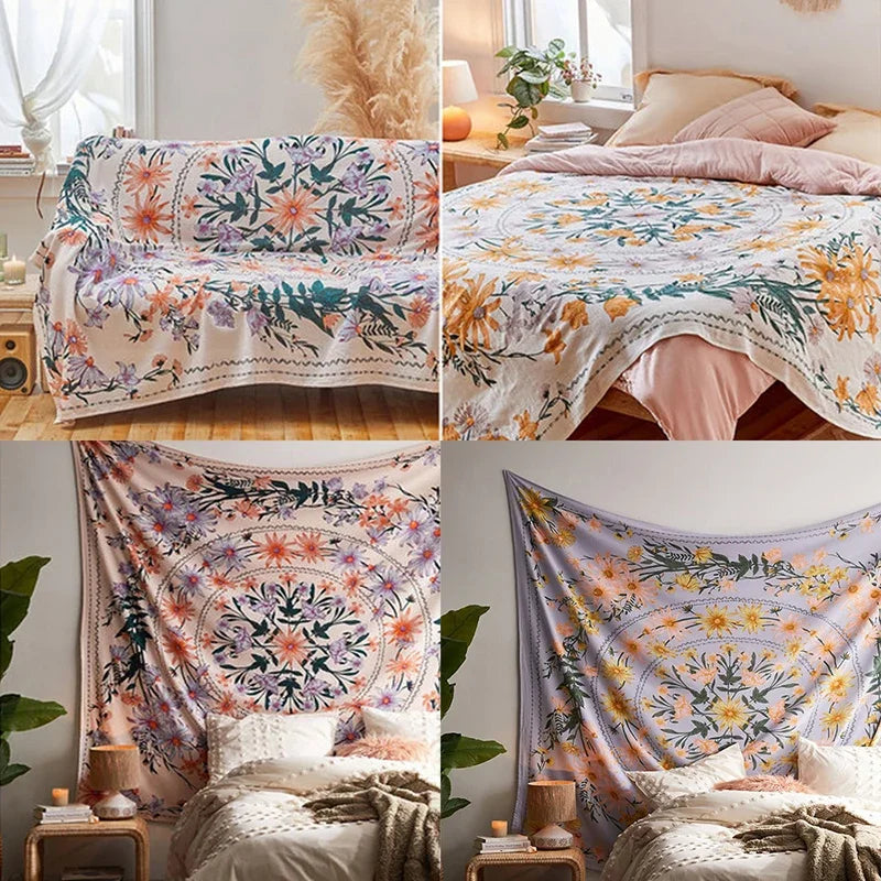 Macrame Wall Decor Tapestry Mandala Flower Psychedelic Bohemian Wall Hanging Home Living Room Dorm Bedroom Decor Aesthetic Tapiz