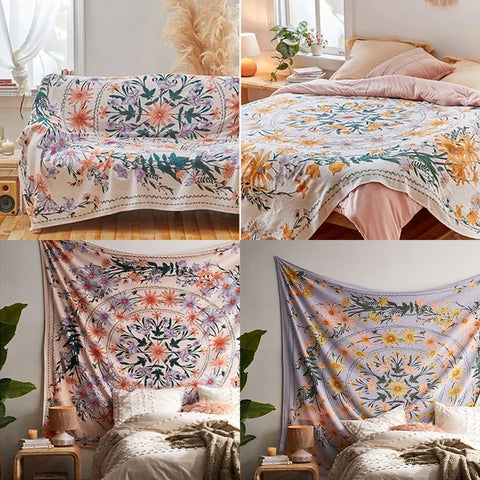 Macrame Wall Decor Tapestry Mandala Flower Psychedelic Bohemian Wall Hanging Home Living Room Dorm Bedroom Decor Aesthetic Tapiz