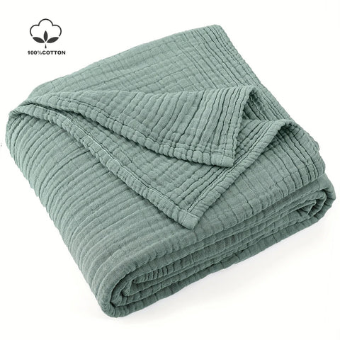 Battilo 100% Cotton Muslin Throw Blanket for Sofa 6 Layer Breathable Lightweight Boho Throws for Couch Bed Large Summer Blankets