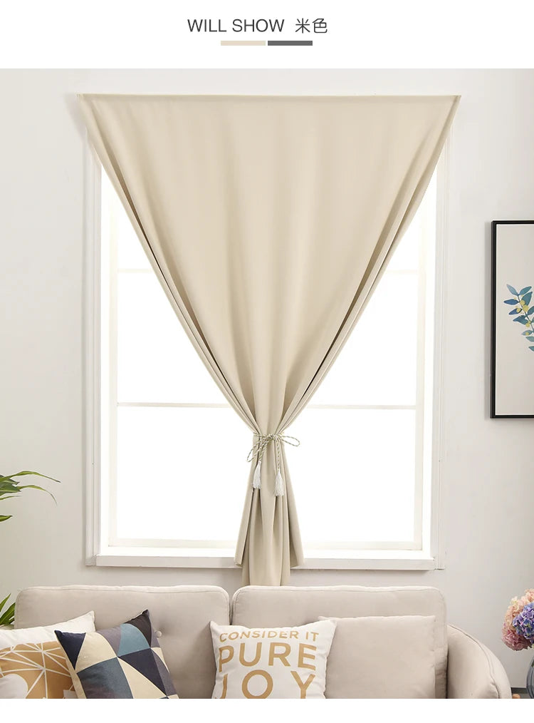 Convenient No Drilling 99% Blackout Bedroom Bay Windows Modrn Short Curtains for Living Room Blinds Easy Install Door Kitchen
