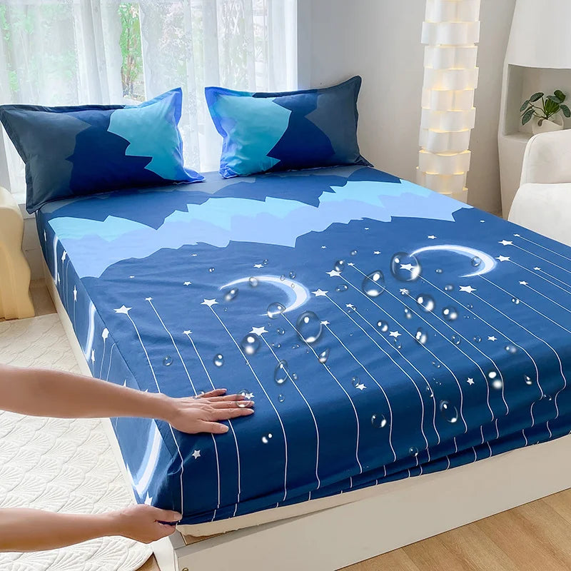 1pc Waterproof Fitted Bed Sheets Cartoon Style Single Bed Cover for Kids Queen/King sabanas cama matrimonial(without pillowcase)