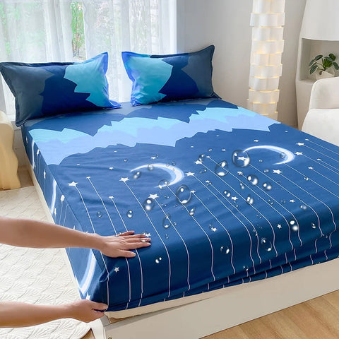 1pc Waterproof Fitted Bed Sheets Cartoon Style Single Bed Cover for Kids Queen/King sabanas cama matrimonial(without pillowcase)