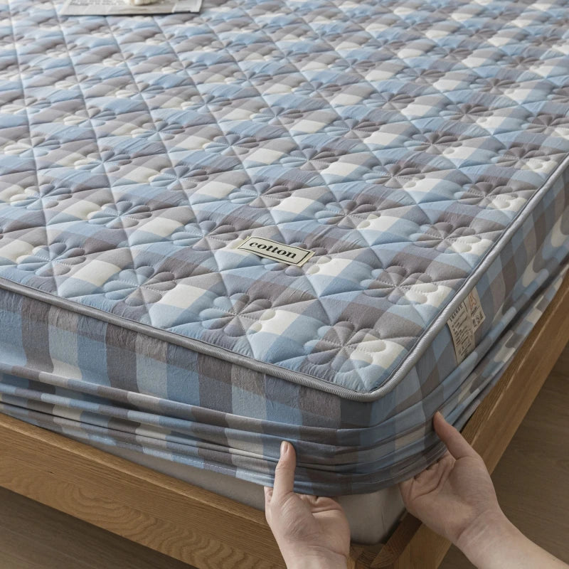 A-Class Hypoallergenic Washed Cotton Quilted Mattress Cover - Soft, Antibacterial, Cozy for a Restful Night's Sleep