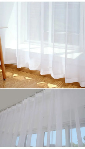 Modern White Solid Tulle Curtains for Living Room Bedroom Balcony Window Screening Sheer Voile Drapes Gauze Treatments Door