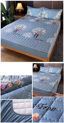 Waterproof Bed Cover Solid Color Fitted Bed Sheet With Elastic Band Anti-slip Adjustable Mattres Protector Fitted Sheet For Home