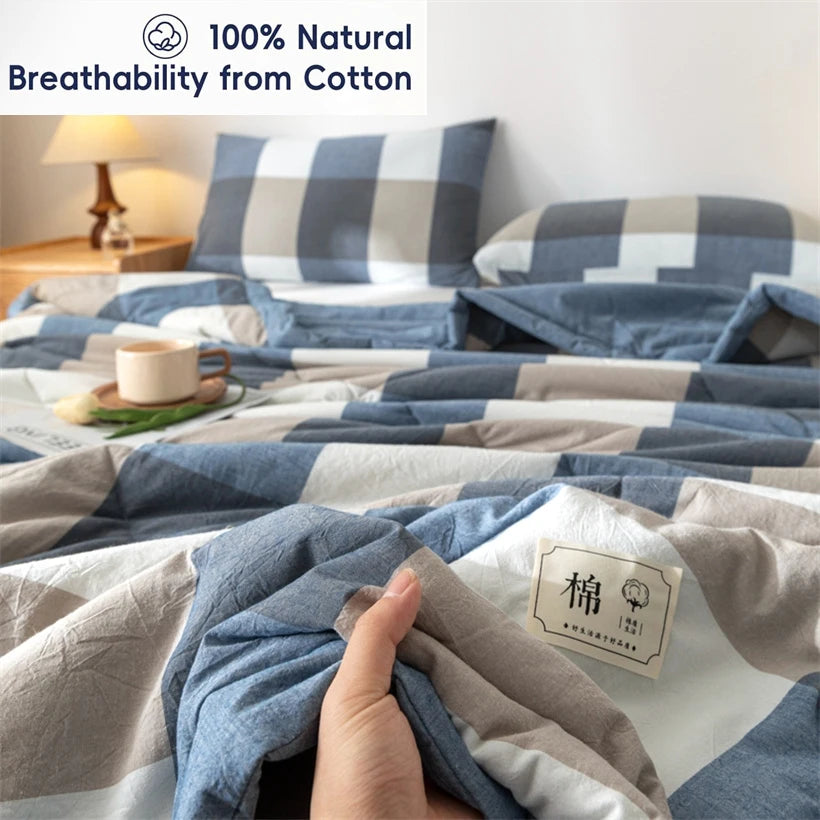 Summer 100% Cotton Thin Quilt Comforter Soft Air Conditioning All Season Quilt/Duvet/Blanket Lightweight Bed Cover Soft Bedding