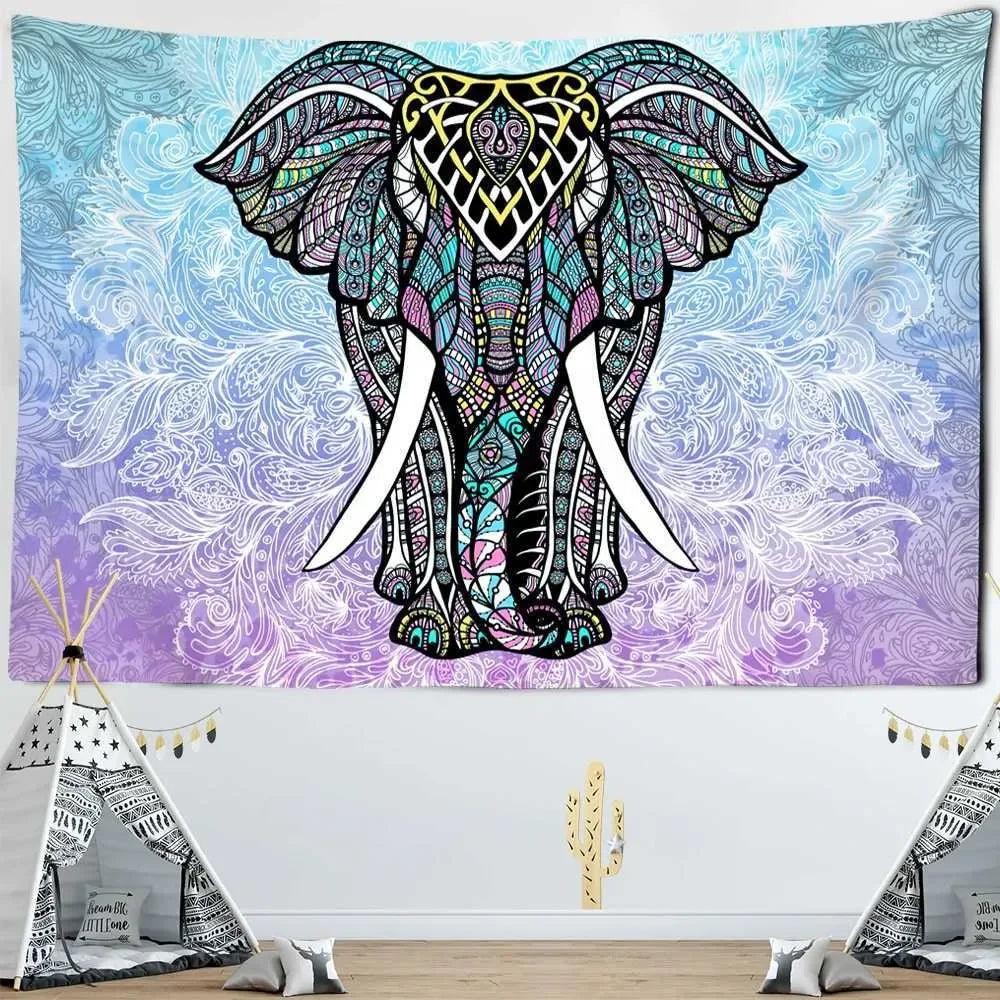 Elephant Tapestry Home Yoga Mat Decoration Mandala Psychedelic Polyester Tapestry Party Party Living Room Bedroom Decoration