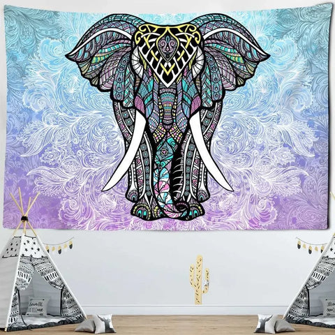 Elephant Tapestry Home Yoga Mat Decoration Mandala Psychedelic Polyester Tapestry Party Party Living Room Bedroom Decoration