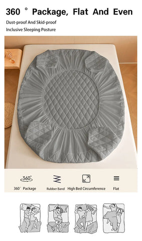 1PC Thicken Solid Color Checked Mattress Cover,Cotton-padded Breathable,Dust Proof,All SeasonsSuitable For The Bedroom,