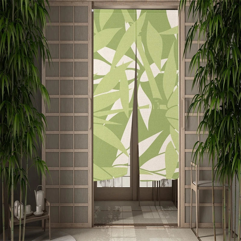 Summer Tropical Plant Leaves Door Curtain Turtle Leaves Partition Curtains Modern Room Kitchen Entrance Hanging Half-Curtain