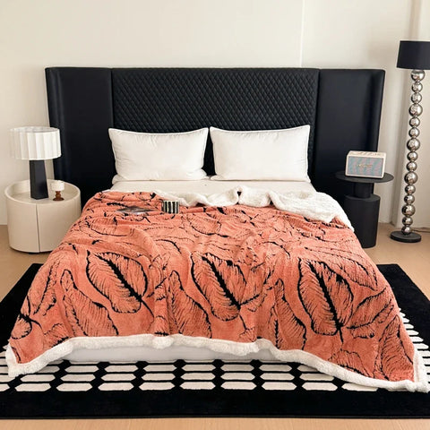 Double Layer Fleece Blanket Autumn Winter Thick Warm Office Nap Throw Blankets for Sofa Bed Single Double Soft Plush Comforter